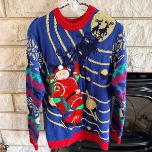 Celebrate Together Men's Festive Space-Themed Ugly Christmas Sweater Small